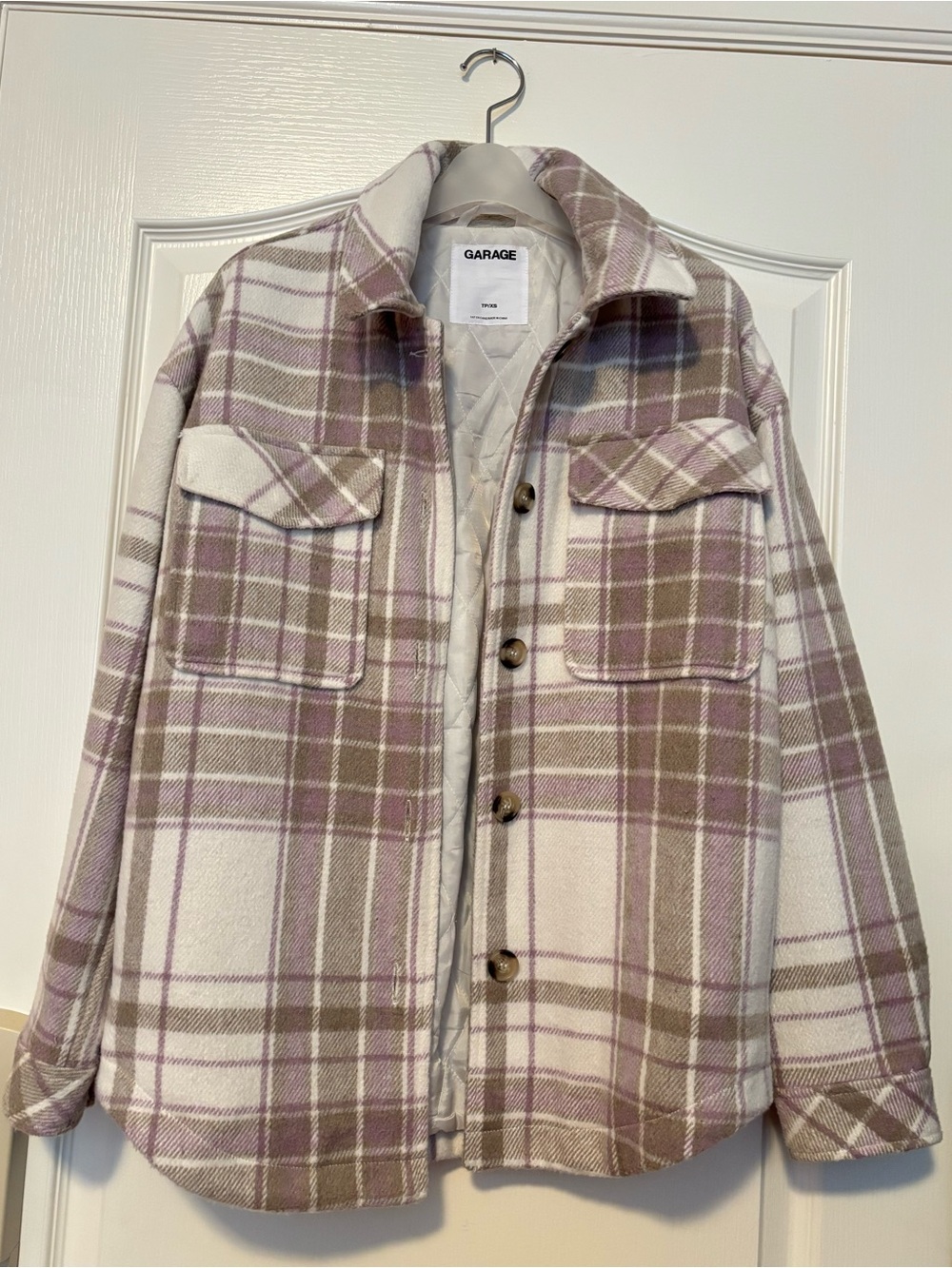 Garage Plaid Jacket in Cream & Mauve Taupe